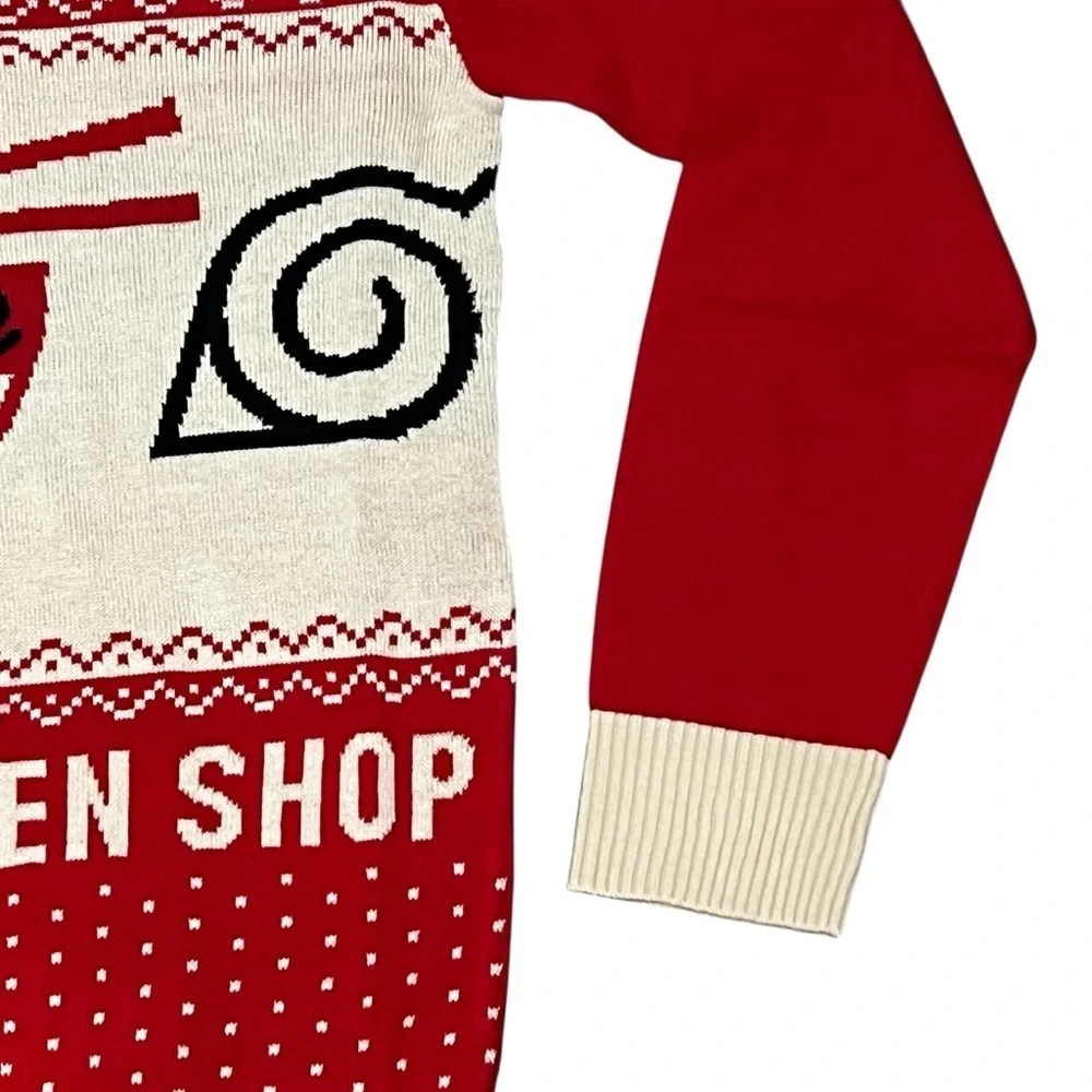 Naruto Anime Vintage Y2K Ramen Shop Christmas Sweater Red Oversized XL Deadstock